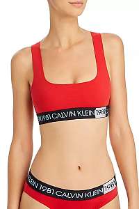 Calvin Klein červená podprsenka Unlined Bralette s logom 1981