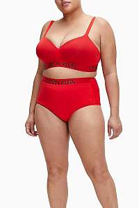Calvin Klein červený spodný diel plaviek High Waist Bikini Plus Size