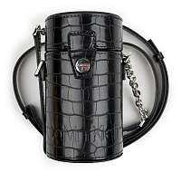Calvin Klein čierna malá kabelka Drum Cylinder Crossbody Croc