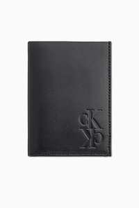 Calvin Klein čierna pánska kožená peňaženka Monogram Emboss Bill