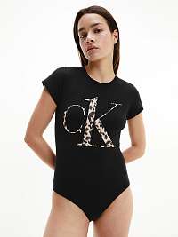 Calvin Klein čierne body Bodysuit s leopardím logom