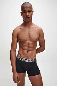 Calvin Klein čierne boxeriek Trunk so striebornou gumou
