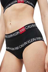 Calvin Klein čierne dámske nohavičky HW Hipster s logom 1981