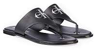 Calvin Klein čierne kožené žabky Flat Sandal Toe Slide