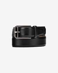 Calvin Klein čierne kožený opasok Double Bar Buckle