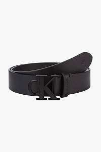 Calvin Klein čierne kožený pánsky opasok Mono Plaque Belt