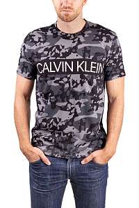 Calvin Klein čierne maskáčové pánske tričko S/S Crew Neck
