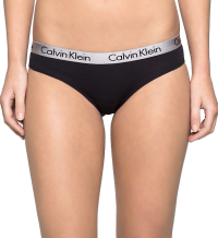 Calvin Klein čierne nohavičky so striebornou gumou Bikini Slip - L