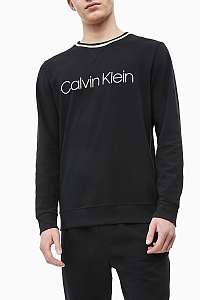 Calvin Klein čierna pánska mikina L/S Sweatshirt s bielym lemom  - XL