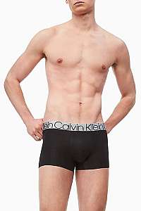Calvin Klein čierne pánske boxerky Trunk so striebornou gumou