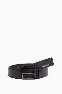 Calvin Klein čierny pánsky kožený opasok Industrial Monogram Belt Black s logom - 105