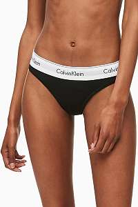 Calvin Klein čierne tangá s bielou širokou gumou Thong Strings