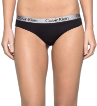 Calvin Klein čierne tangá so striebornou gumou Thong Strings - S