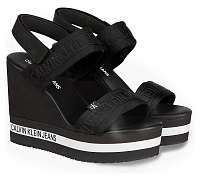 Calvin Klein čierne topánky na kline Wedge Sandal Sling