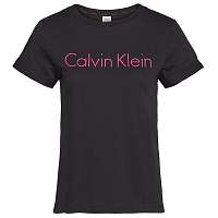 Calvin Klein čierne tričko S/S Crew Neck s ružovým nápisom - XL