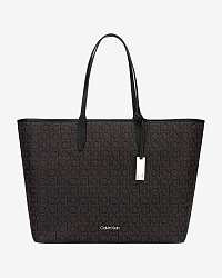 Calvin Klein čierno-hnedá kabelka Jacquard Shopper