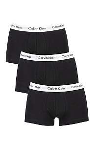 Calvin Klein čierny 3 pack boxeriek 3 Pack Lo Rise Trunk s bielou gumou 