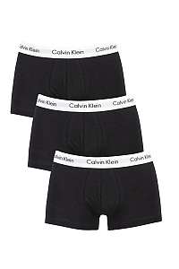 Calvin Klein čierny 3 pack boxeriek 3 Pack Lo Rise Trunk s bielou gumou