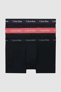 Calvin Klein čierny 3 pack boxeriek Low Rise Trunk 3PK Black w. Black/ Coral Lip/ Phantom