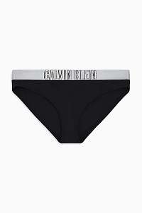 Calvin Klein čierny spodný diel plaviek so striebornou gumou Classic Bikini-HR - M