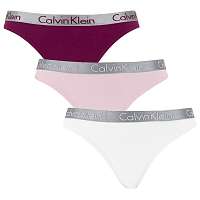 Calvin Klein farebný 3 pack nohavičiek Bikini so striebornou gumou