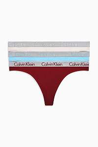 Calvin Klein farebný 3 pack táng Thong so striebornou gumou
