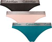 Calvin Klein farebný 3 pack táng Thong Turtle Bay/Black/Strawberry Champagne