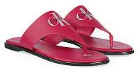 Calvin Klein fuchsiové kožené žabky Flat Sandal Toe Slide