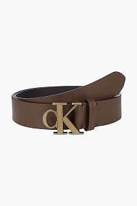 Calvin Klein hnedé kožený pánsky opasok Mono Plaque Belt