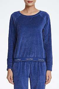 Calvin Klein modrá dámska mikina z mikroplyšu L/S Sweatshirt