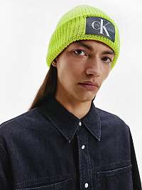 Calvin Klein neónovo zelená zimná čiapka s prímesou vlny