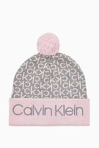 Calvin Klein púdrová čiapka Industrial Mono Knitted Beanie W Ta Clear Pink s brmbolcom