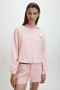 Calvin Klein púdrová mikina L/S Crop Hoodie s kapucňou