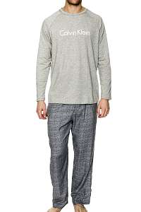 Calvin Klein sivé pánske pyžamo Flanel L/S Pant Set - XL