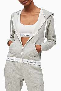 Calvin Klein sivá dámska mikina Top Hoddie Full Zip