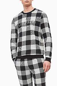 Calvin Klein sivá kockovaná pánska mikina L/S Sweatshirt