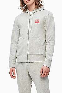 Calvin Klein sivá pánska mikina Full Zip Hoodie s logom 1981