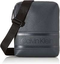 Calvin Klein sivá pánska taška Striped Logo Pu Flat Crossover Grey