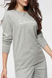 Calvin Klein sivé dámske tričko L/S Crew Neck s logom