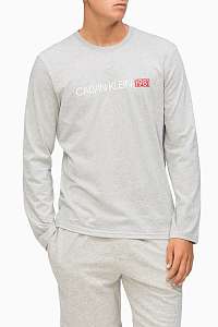 Calvin Klein sivé pánske tričko L/S Crew Neck s logom 1981