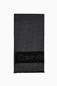 Calvin Klein sivá šatka Classic Jaquard Scarf Dark Grey