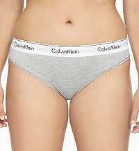 Calvin Klein sivé tangá Thong Modern Cotton Plus Size so širokou gumou