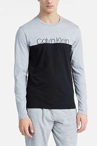 Calvin Klein sivo-čierne pánske tričko L/S Crew Neck