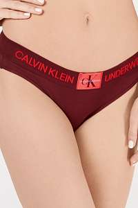 Calvin Klein vínové nohavičky s červeným logom Bikini