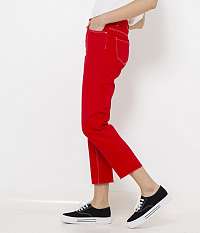CAMAIEU červené skrátené džínsy s vysokým pásom