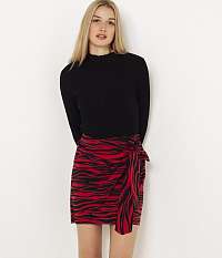 CAMAIEU červeno-čierna vzorovaná sukňa