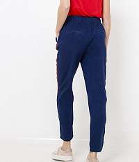 CAMAIEU modré džínsové straight fit nohavice so zaväzovaním