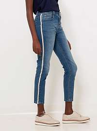 CAMAIEU modré skrátené skinny fit džínsy s bočným pruhom