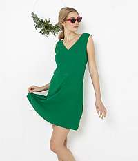 CAMAIEU zelené šaty s čipkou