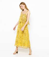 CAMAIEU žlté maxi šaty so vzormi